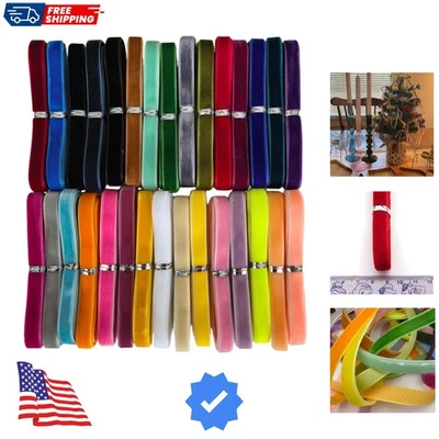 30 Yards 3/8" Velvet Ribbon Total 30 Colors Assorted Lots Bulk Multicolored, ... - Image 1 of 4