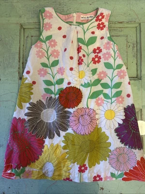 Mini Vestido Biden Meninas Floral Primavera Páscoa Shift Algodão Linho 6-7 - Imagem 1 de 4