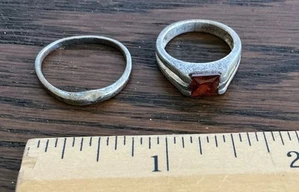 2 Vintage 925 Sterling Silver Rings Estate Sale Finds; ES0328 - Picture 1 of 7