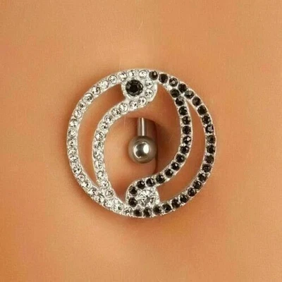 Anillo ombligo para mujer de corte redondo de 1,50 quilates creado en laboratorio enchapado en oro blanco de 14 quilates Foto 1 de 2