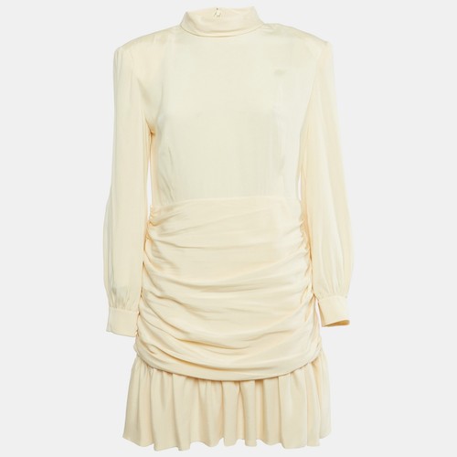 Gucci Mini Abito Crema Seta Dettaglio Drappeggio L