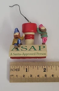 Elfi Ornamento ASAP Babbo Natale Persona Approvata Timbro Di Approvazione 1994 Punzone - Foto 1 di 3