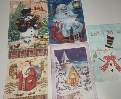 Набор из 5 садовых флагов 12x18 дюймов для двора сада рождественские зимние мирные - Изображение 1 из 4