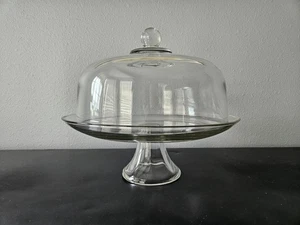 Anchor Hocking Clear Cake Pedestal Plate Stand w/Dome Lid Vtg Punch Bowl Large - Picture 1 of 8