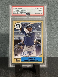 JULIO RODRIGUEZ 2022 TOPPS '87 TOPPS 35TH ANNIVERSARY RC AUTO PSA 9 MINT - Picture 1 of 2