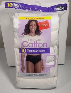 Hanes Breathable Cotton Valu Pak 10 Tagless Briefs  Size 10/3XL Preshrunk Cotton - Picture 1 of 14