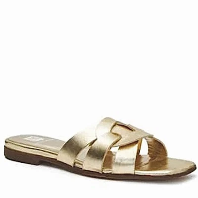 Bruno Magli Gold Leather Slide Sandal Alessia Sz 41.5 New - Image 1 of 4