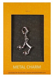 NEW Musician Designer metal two music notes quaver charm with lobster claw lock - Bild 1 von 3