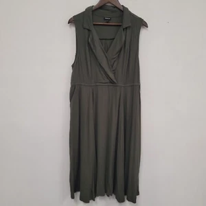 Torrid Womens Collared Babydoll Dress Size 2X Green Forest Stretch Safari Office - Picture 1 of 12