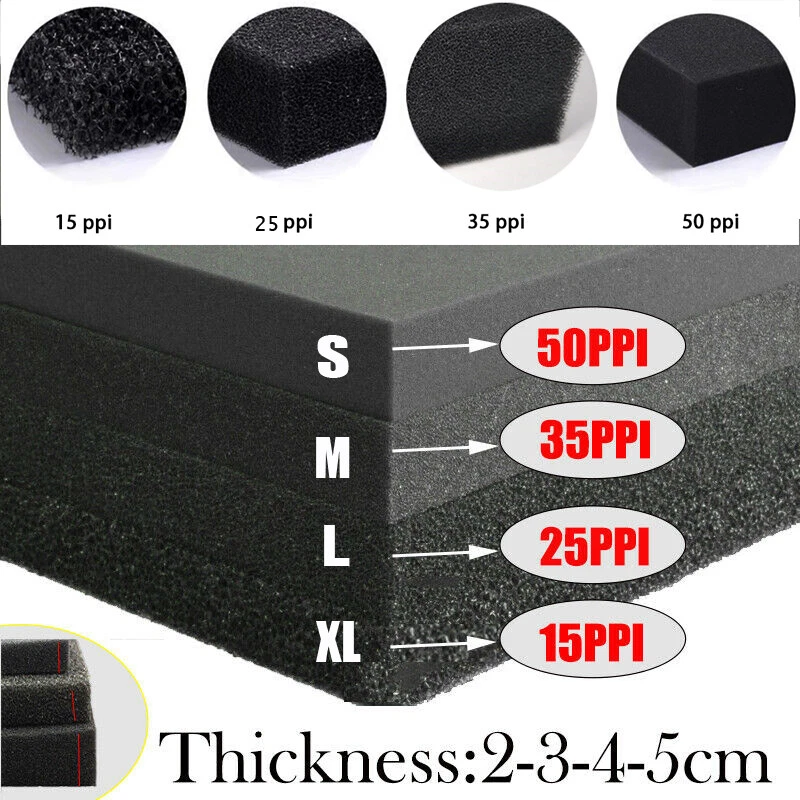 Aquarium Filter Bio Sponge Biochemical Cotton Fish Tank Pond Foam Black S M L XL - Image 1 of 4