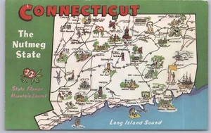 Connecticut State Map Card :The Nutmeg State" - Picture 1 of 2
