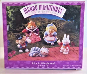 Hallmark Merry Miniatures ALICE IN WONDERLAND 5 Piece Set (1996) New in Box! - Picture 1 of 8