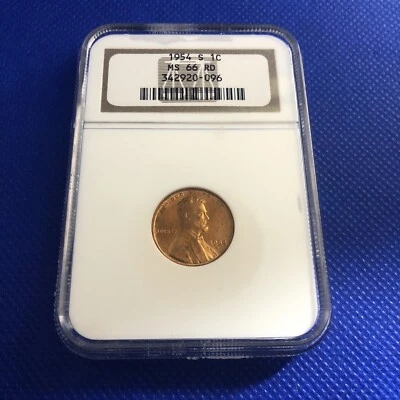 1954-S LINCOLN WHEAT PENNY CENT - NGC MS66 RD - Image 1 of 3