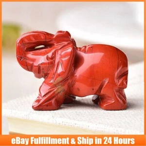 Natural Red Jasper Crystal Baby Elephant Quartz Carved Reiki Stone Decor Healing - Picture 1 of 8