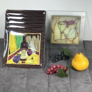 Vineyard Lot Plates + Cutting Board 8x8/ Snacks 6 x 6 Melamine Rimmed Plates 8x8 - Picture 1 of 10