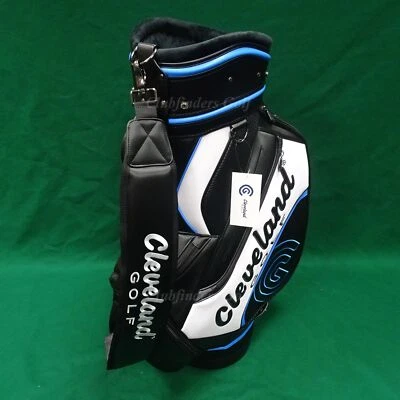 Bolsa de personal de golf Cleveland CG Staff 9,5" negra/blanca/azul con cubierta para lluvia Foto 1 de 4