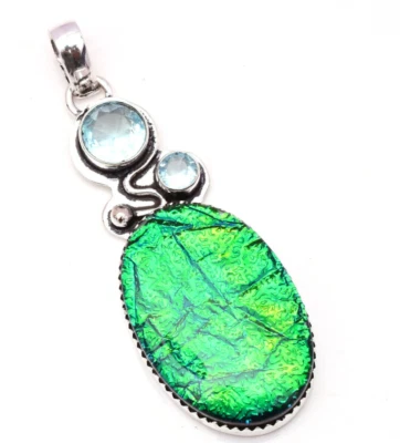 Ciondolo gioiello fatto a mano in argento sterling 925 pietra preziosa opale ... - Immagine 1 di 4