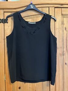 LADIES SLEEVLESS TOP SIZE 16, COLOUR BLACK,BY LANGLAISE ,PRE OWNED .