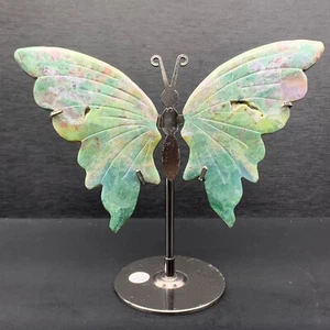 138g Natural Marine jasper crystal Handcarving Butterfly Wings Reiki healing - Picture 1 of 12
