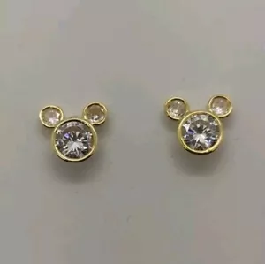 Pendientes oro 9k 375 Mls. Colección DISNEY Oficial. Mickey Con Circonitas - Imagen 1 de 5