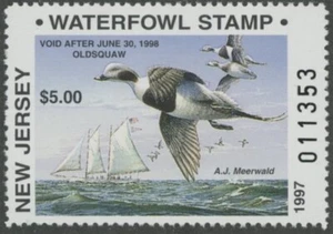 1997 New Jersey Resident State Duck Stamp Mint Never Hinged - Picture 1 of 1