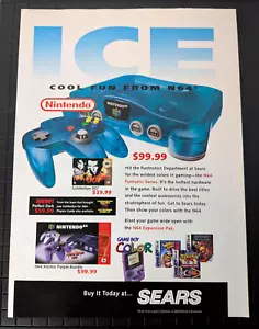 Vintage Nintendo 64 Ice Blue Cool Fun 2000 Sears Print Ad, N64 Console Promo Ad - Picture 1 of 3