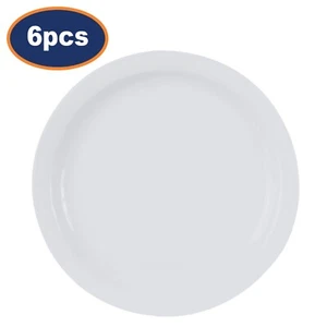 6pcs 21cm White Round Fully Vitrified Porcelain Food Plate Salad Serving Dish - Picture 1 of 6