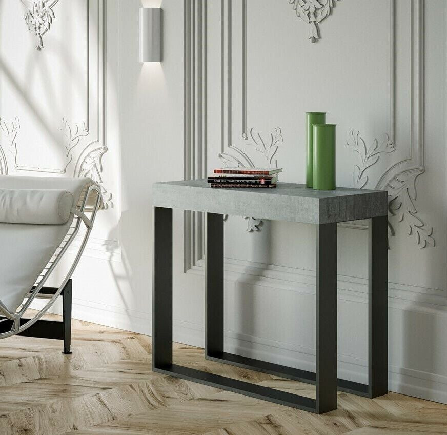 Tavolo Consolle Estensibile Granada A1 - Bianco Melamina, 90x50x77 Cm - Foto 3