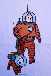 TEE SHIRT TINTIN ET MILOU HERGE MANCHES COURTES BLANC TAILLE L NEUF JAMAIS PORTE - Picture 1 of 5