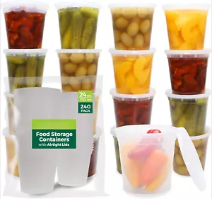 Food Storage Containers [240 Set] 24 oz Plastic Deli Containers with Lids, Slime - Picture 1 of 6