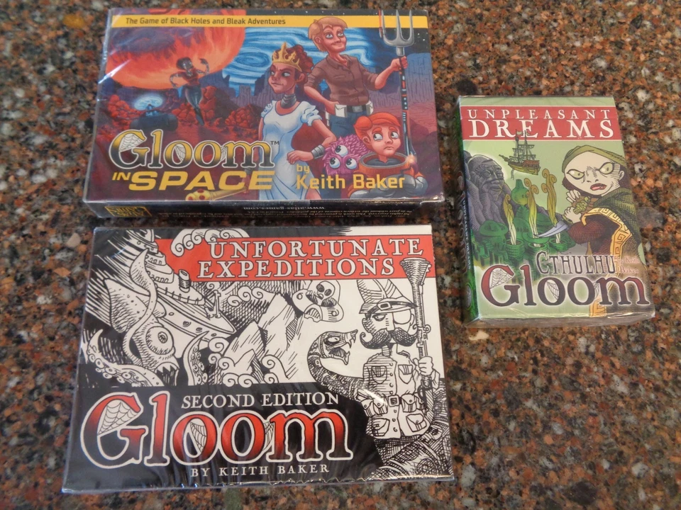 Gloom Set 3 Expansion Packs In Space Unpleasant Dreams Cthulhu Gloom Brand New - Image 1 of 4