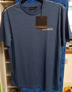 Napapijri Sarlys Short Sleeve Tech T-Shirt in Blue Infinity, Men's Size Large - Picture 1 of 6
