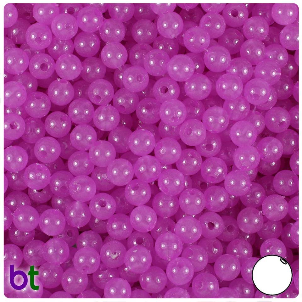 BeadTin Glow 6mm Round Plastic Craft Beads (500pcs) - Color choice - Image 1 of 1