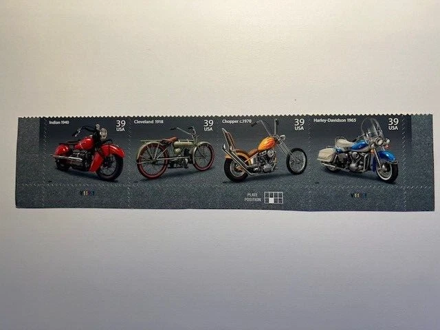 US Scott 4085-4088 American Motorcycles, 2006 Bottom plate Strip of 4, Mint NH - Image 1 of 1