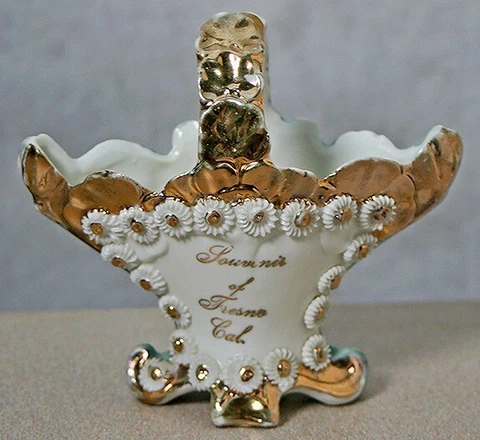 Vintage Souvenir Porcelain Basket from Fresno California Cover