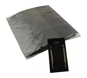 100 Jewellers Black Velvet Flocked Necklace Pendant Drop Earring Hanging Cards - Picture 1 of 4