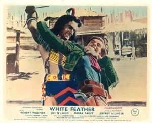 White Feather Original Lobby Card Robert Wagner Hugh O'Brian fight 1955