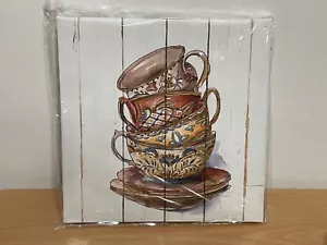 Tazas de café Java Mocha lona de cocina arte de pared decoración de acento - Imagen 1 de 4
