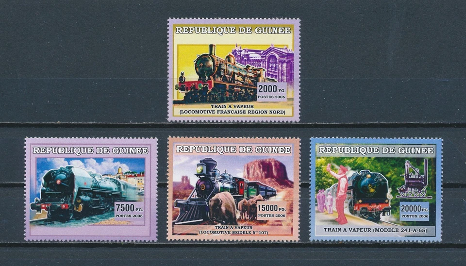 Guinea Mi 4377-80 MNH, locomotoras de vapor, 2006 Foto 1 de 1