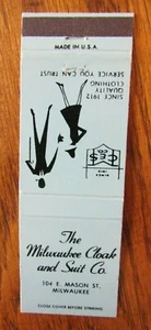 CLOTHING STORE MATCHBOOK: MILWAUKEE CLOAK & SUIT CO. (MILWAUKEE, WISCONSIN) -G23 - Picture 1 of 1