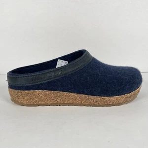 Haflinger Mules Slippers Womens Size 35 US 4 Navy Blue Wool Slip On Wedge Shoes - Picture 1 of 9