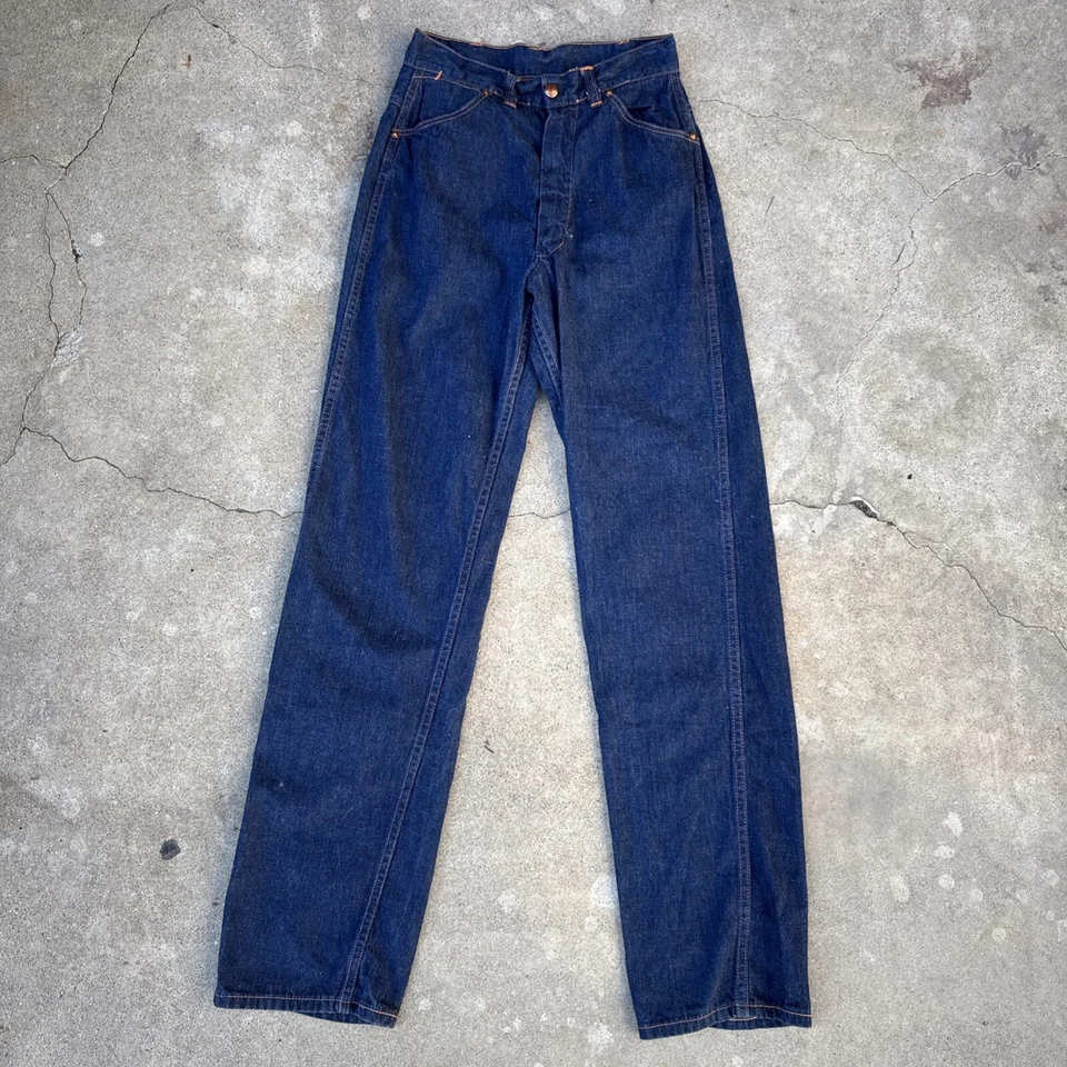 Pantalones de mezclilla vintage años 40 años 50 cintura alta jeans peto ropa deportiva occidental Foto 1 de 4