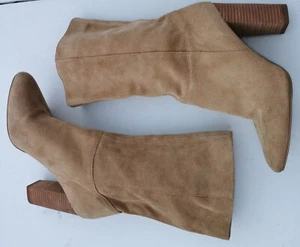 BANANA REPUBLIC Sz 40 Or 9 Sandstone Suede Leather Mid Calf Slip On Boots - Picture 1 of 13
