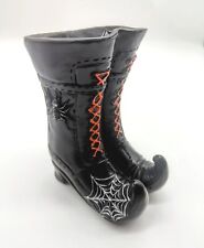 Halloween Witch Boots Shoes Tabletop Party Decor Spooky Creepy Spider Web 