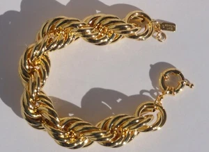 KENNETH JAY LANE KJL 22k Gold Plated CHUNKY TWIST ROPE BRACELET NEW - Picture 1 of 12
