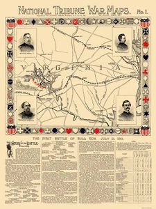 Historical Civil War Map - Bull Run Virginia First Battle - 1895 - 23 x 30.63 - Picture 1 of 20