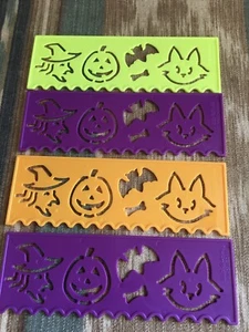 4 Halloween Stencil Boards - Arts & Crafts - Witch Pumpkin Bat Cat, Wavy Edge - Foto 1 di 5