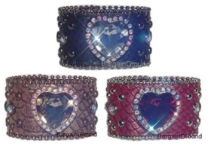 Bracciale Bracciale Cuore Pelle Croco Cristallo Bling Strass - Foto 1 di 4