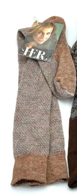 VTG 80s 90s Sears HER Calf Socks Casual Hosiery Argyle Diamond Brown 8-11 - Image 1 of 2