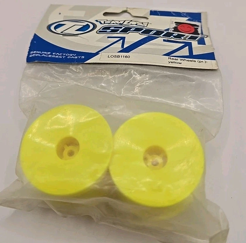 Team Losi Rear Wheels Yellow Mini-T 1.0 1/18th Mini T Vintage LOSB1160 - Image 1 of 1